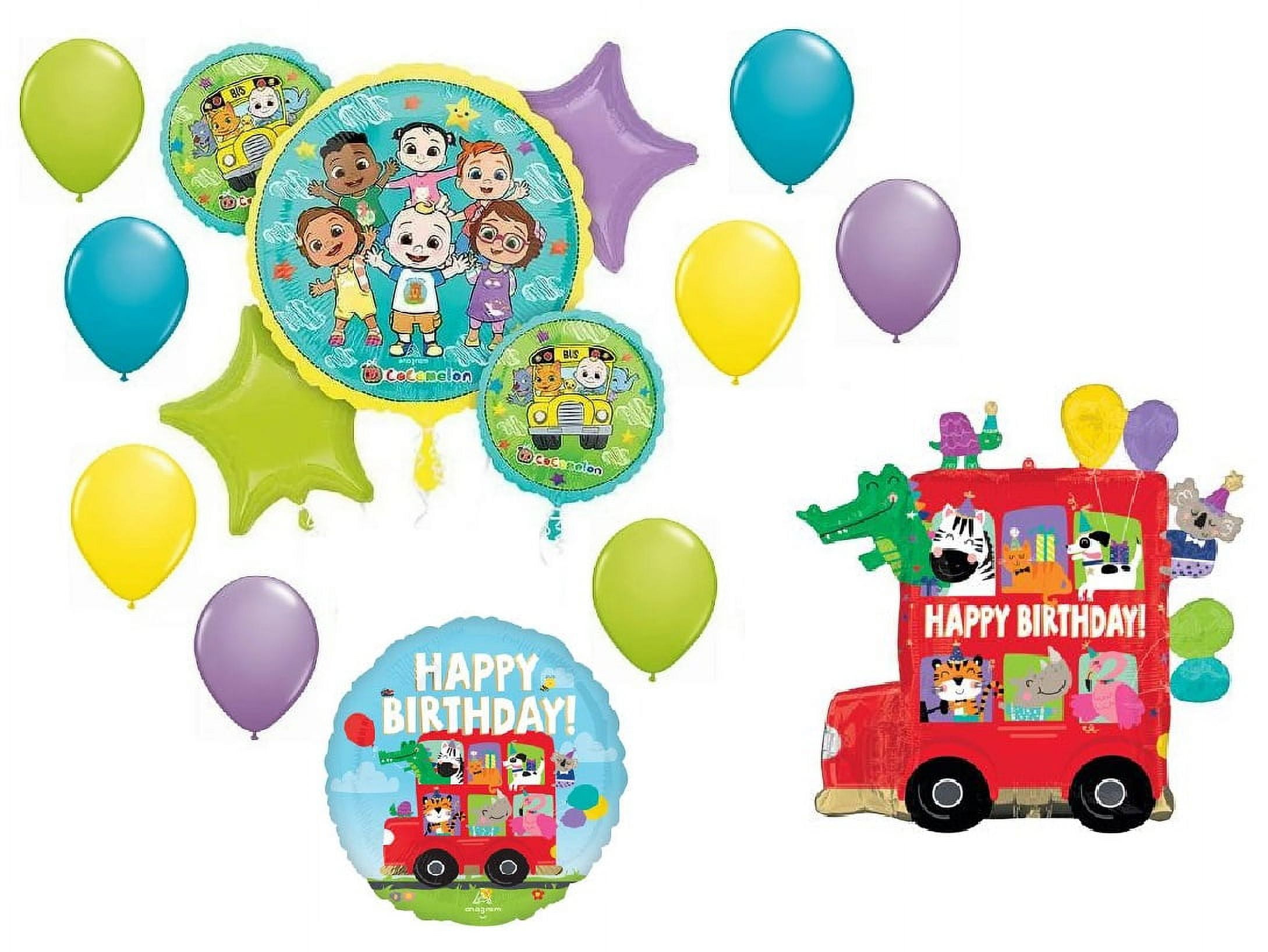 Cocomelon Birthday Party Set with 28" School Bus Balloon Bouquet Decorations