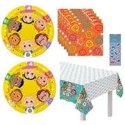 Cocomelon Birthday Party Supplies Bundle Pack includes 16 Dessert Paper Plates 7", 16 Lunch Napkins, 1 Plastic Table Cover (Bundle for 16)