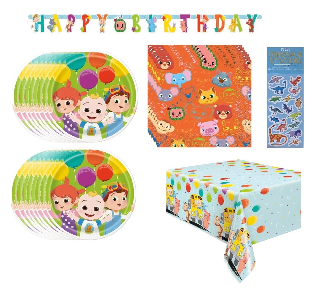 Cocomelon Birthday Party Supplies Bundle includes 16 Dessert Plates, 16 ...