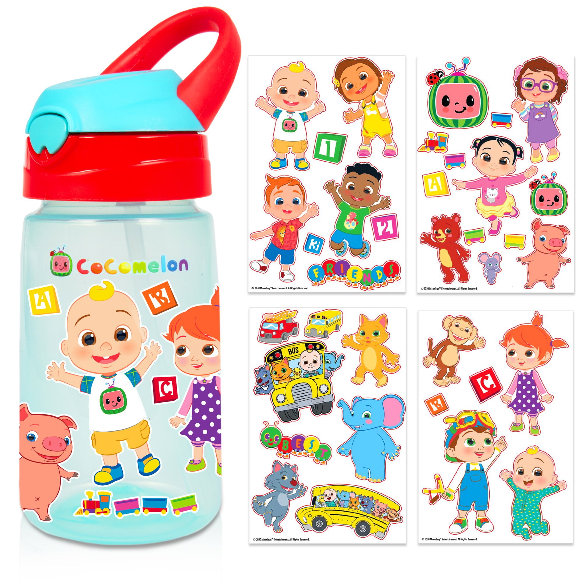 Cocomelon Decorate Your Own Water Bottle by Creative Kids - BPA Free Toddler Water Bottle with 4 Sheets of Customized Stickers - DIY Arts and Crafts - Easy to Grip Durable Gift for Boys \u0026 Girls Age 3+