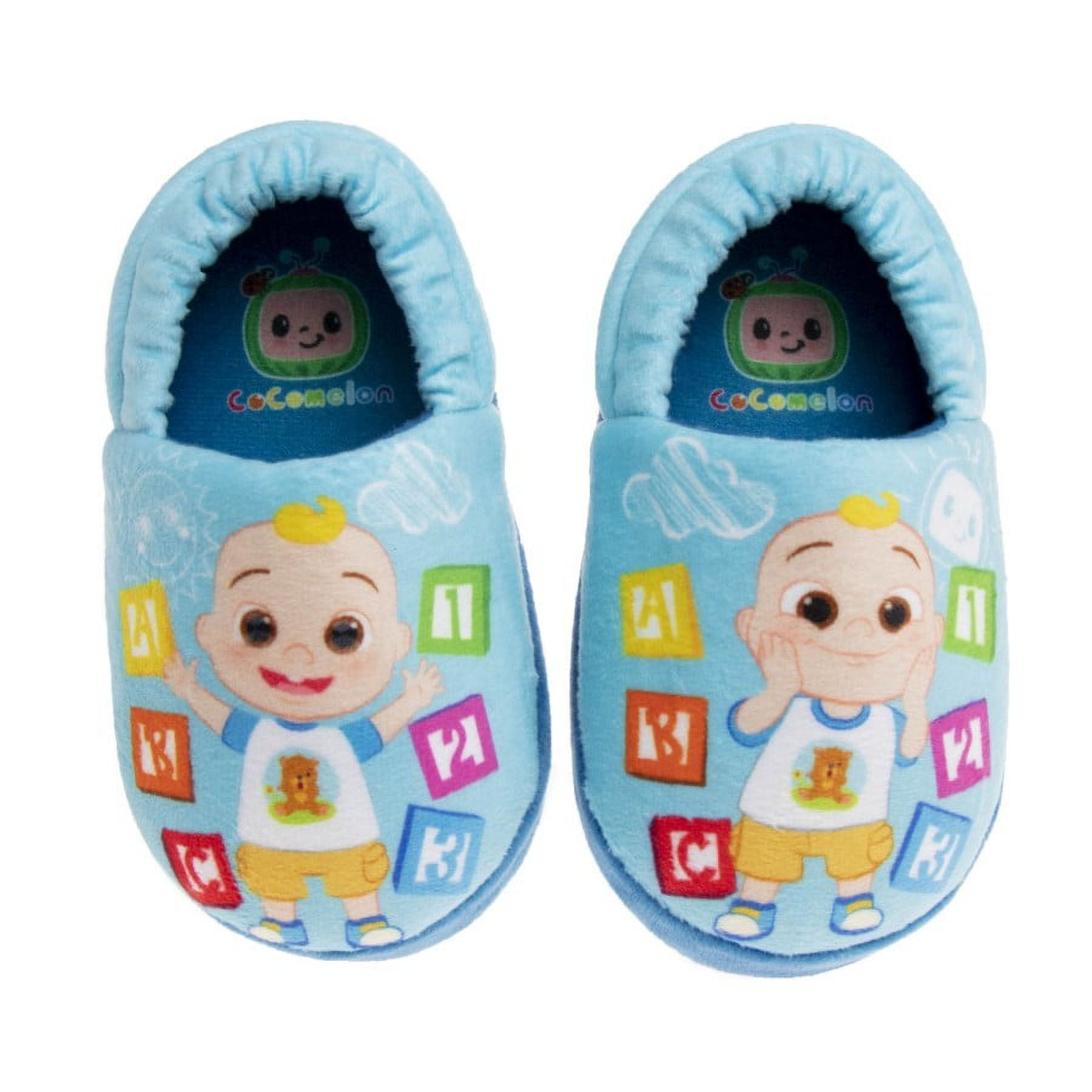 Cocomelon Dual Sizes Boys Nylex Fabric Slippers - Blue, 9-10