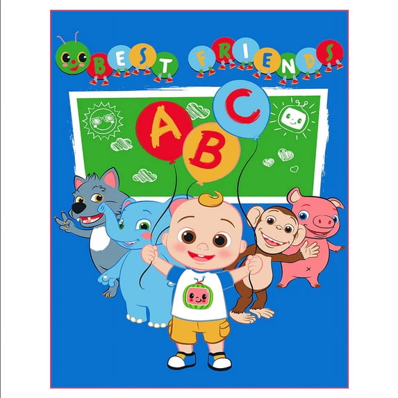 Cocomelon JJ Best Friends Soft Raschel Twin/Full Size Blanket 60" x 80"