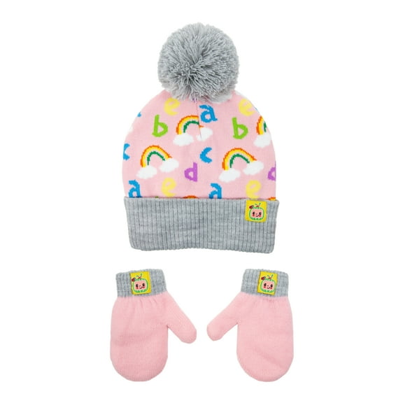 Cocomelon Licensed Toddler Boys or Girls Knit Beanie Hat and Gloves Set, 2-Piece, One Size