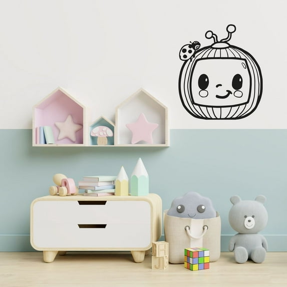 Cocomelon Logo Cute Cocomelon Happy Smiling Cocomelon Vinyl Wall Art Wall Sticker Decal Home Nursery Room Kids Room Study Room Boys Girls Room Cute Wall Décoration Design Décor Size (10x8 inch)