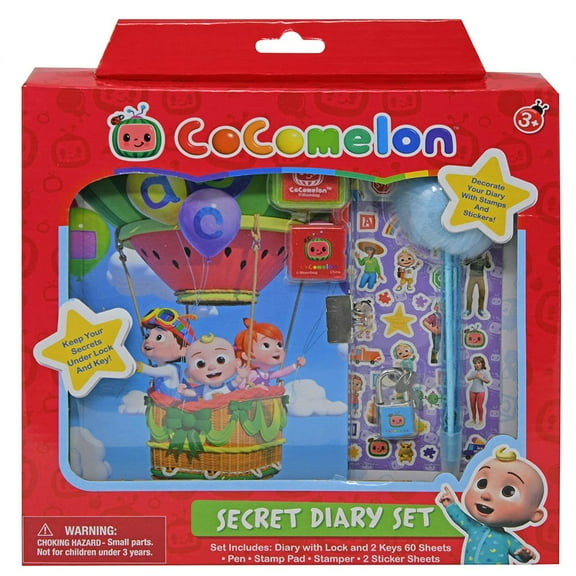 UPD Cocomelon Secret Lockable Diary Set, Multicolor, 7in x 5in, 60 Pages