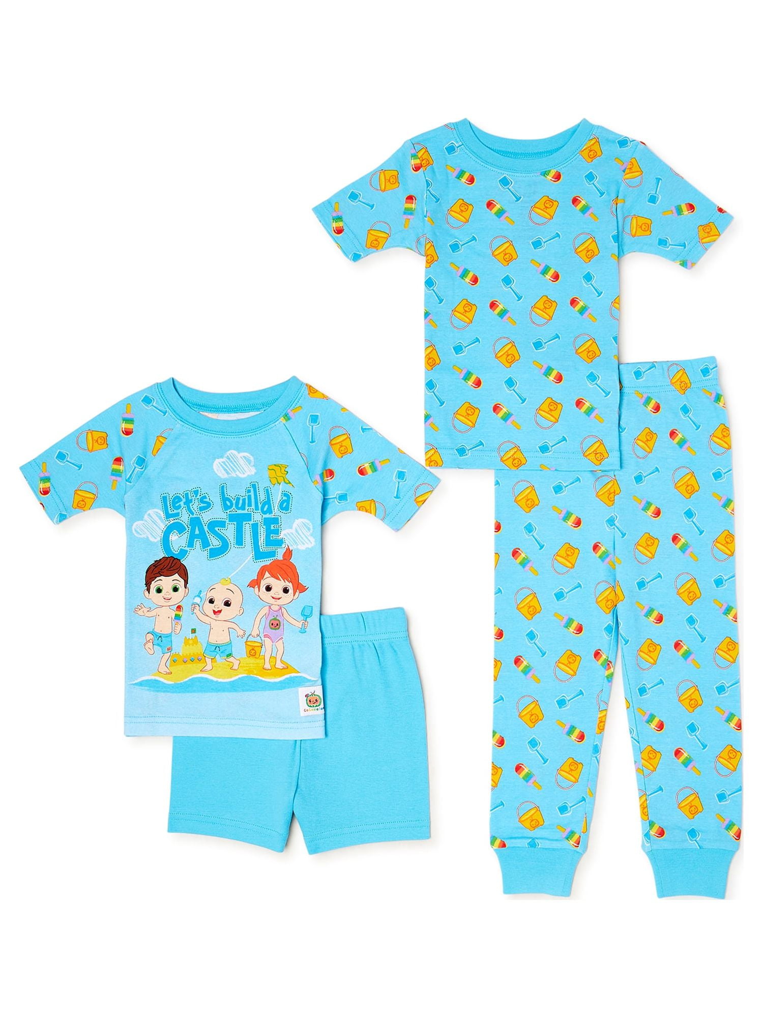 Cocomelon Toddler Boy T Shirt Short and Pant Pajama Set 4 Piece