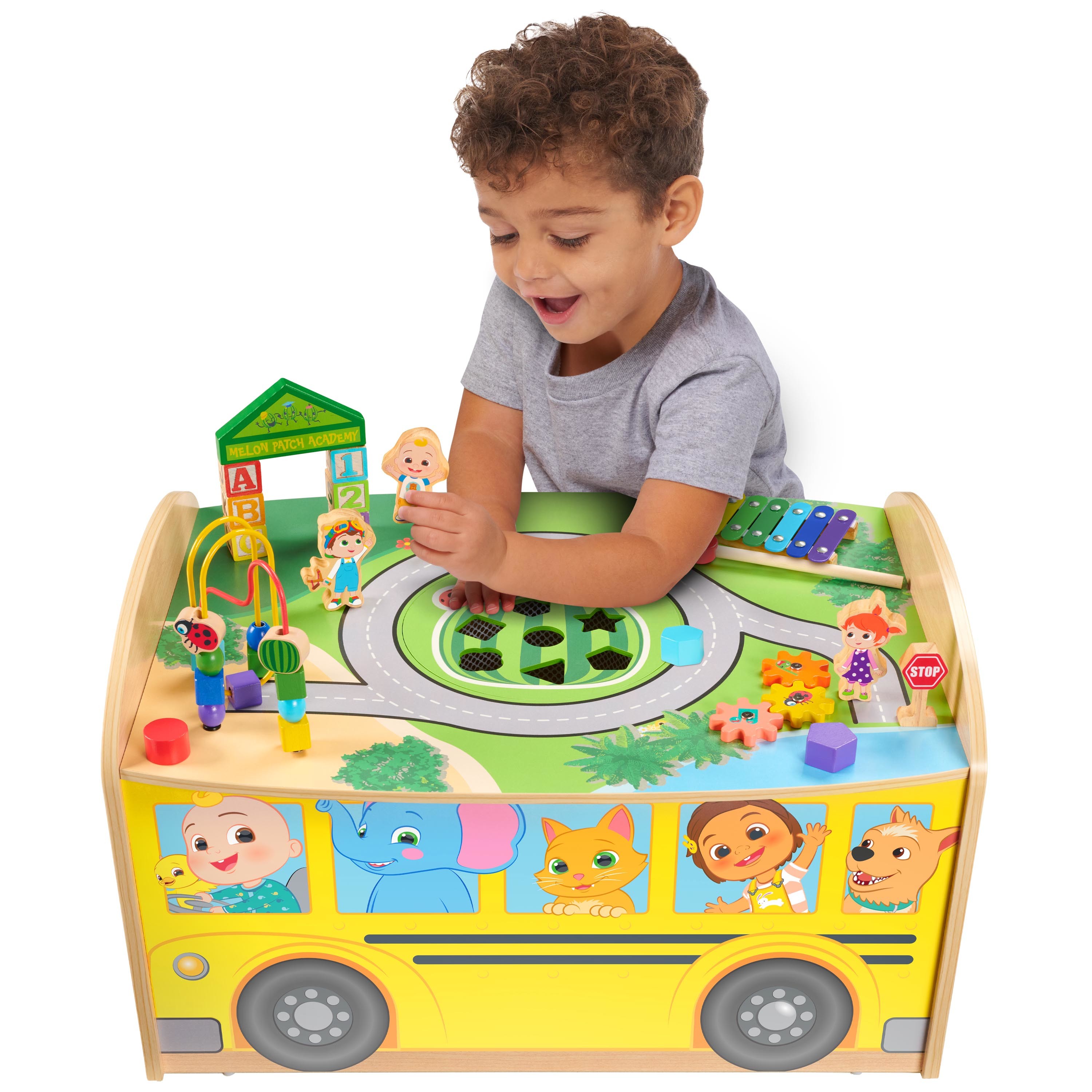 Cocomelon Wheels on the Bus Wooden Activity Table, Recycled Wood, for Toddlers 18 Months+ - image 1 of 7