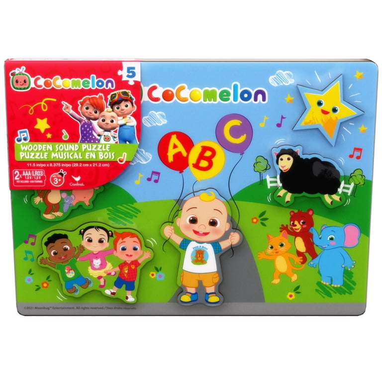 知育玩具 coconas3 Cocomelon, Wooden Musical 5 Piece Puzzle, Singalong with JJ