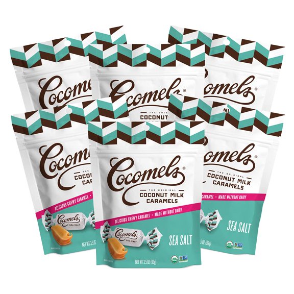 Cocomels Sea Salt Coconut Milk Caramels Organic Vegan Candy, Sea Salt Flavor, Pack of 6