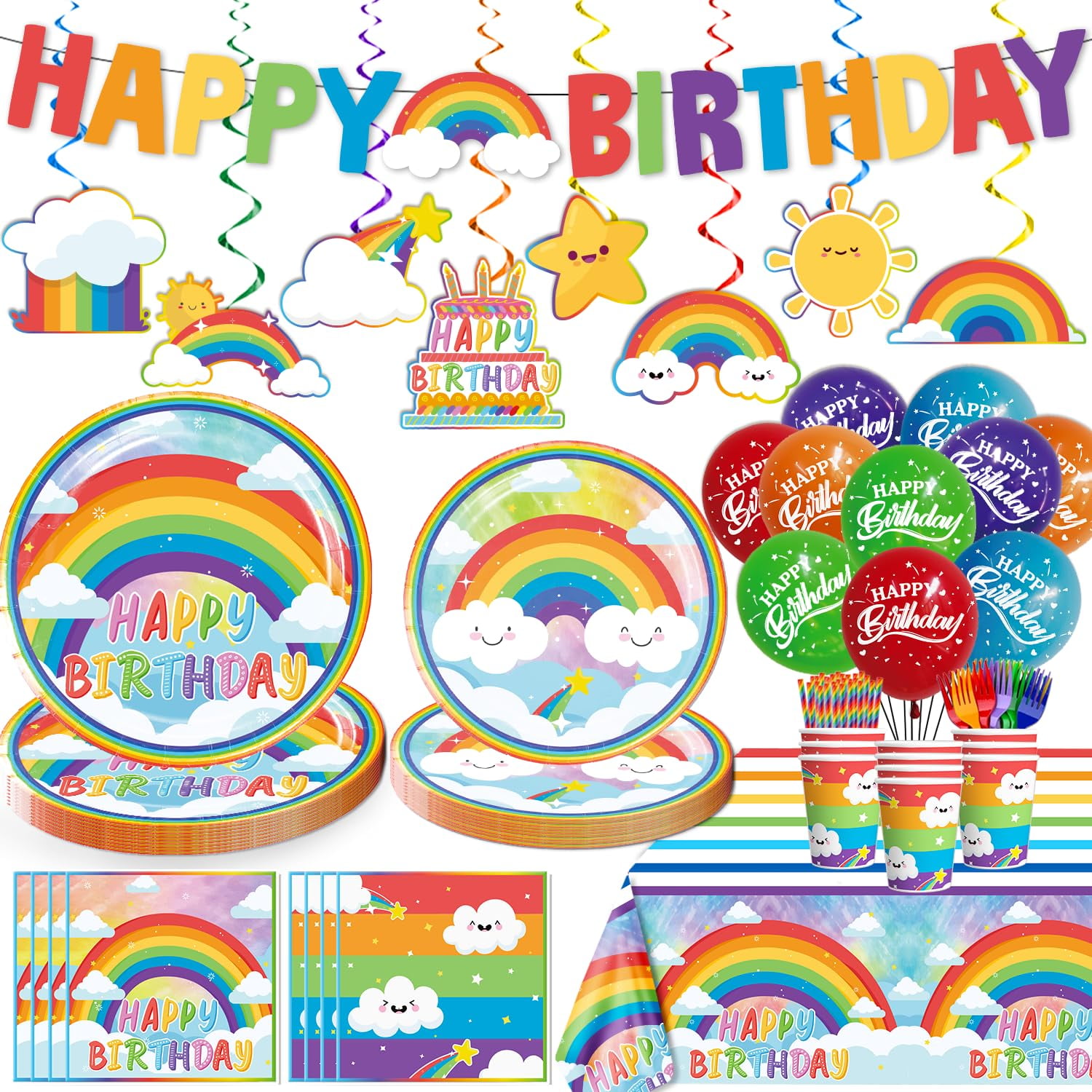 170-Piece 65th Birthday Decoration Set - Black & Rose Gold, Includes Tablecloths, Banner, Plates For 25 Guests