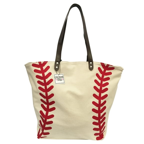 Cocomo Soul Baseball Sports Canvas Tote Bag Handbag Oversized 21" L X 17" H X 8" W