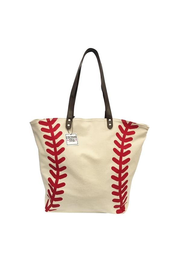 Baseball Sports Canvas Tote Bag Handbag Oversized 21" L X 17" H X 8" W