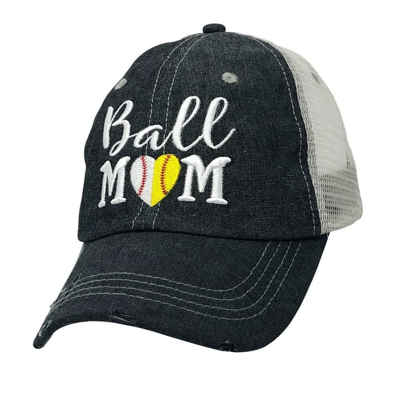 Cocomo Soul Embroidered Ball MOM Softball Mom Baseball Mom Mesh Trucker Style Hat Cap