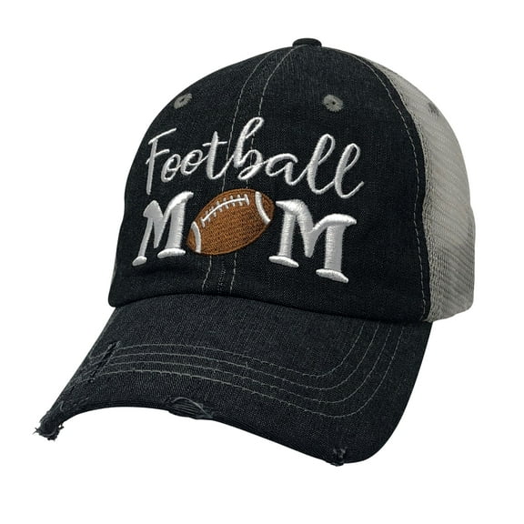 Cocomo Soul Embroidered Football Mom Mesh Trucker Style Hat Cap Football MOM Gift Mothers Day Dark Gray