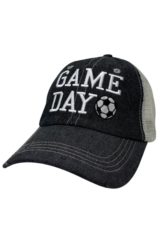 Embroidered Soccer Game Day Mesh Trucker Style Hat Cap Soccer Mom Gift Mothers Day