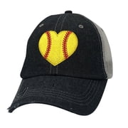 Cocomo Soul Embroidered Softball Heart Love Softball Mom Mesh Trucker Style Hat Cap