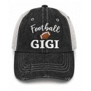 Cocomo Soul Football Gigi Embroidered Mesh Trucker Style Hat Cap Football Grandma Gigi Gift Mothers Day Dark Grey