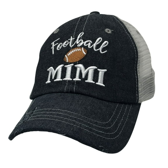 Cocomo Soul Football Mimi Embroidered Mesh Trucker Style Hat Cap Football Grandma Mimi Gift Mothers Day Dark Gray