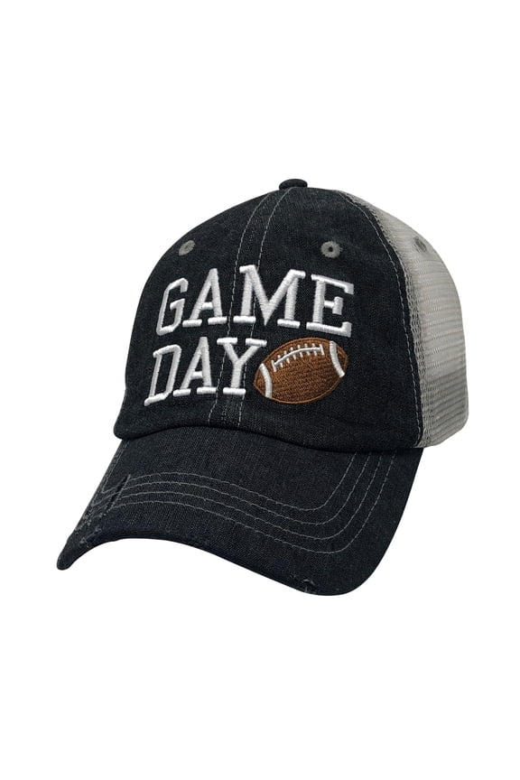 Game Day Football Embroidered Mesh Trucker Style Hat Cap Football MOM Gift Mothers
