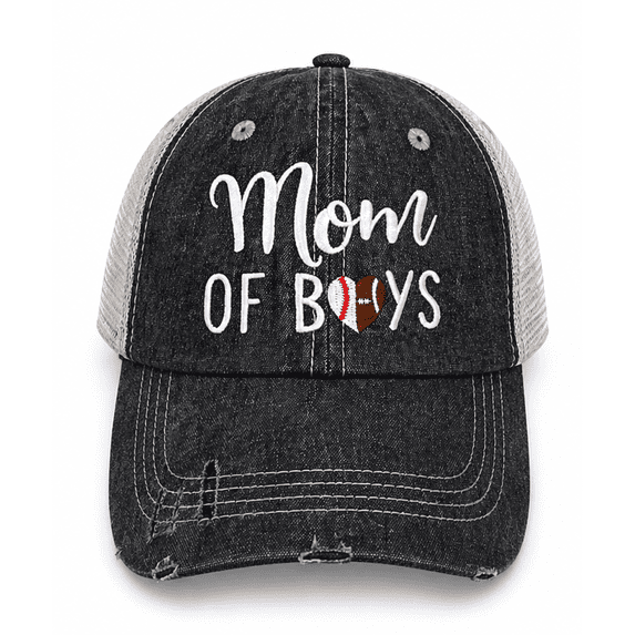 Cocomo Soul Mom of Boys Baseball Football Mom Embroidered Mesh Trucker Style Hat Cap Football MOM Baseball MOM Gift Mothers Day
