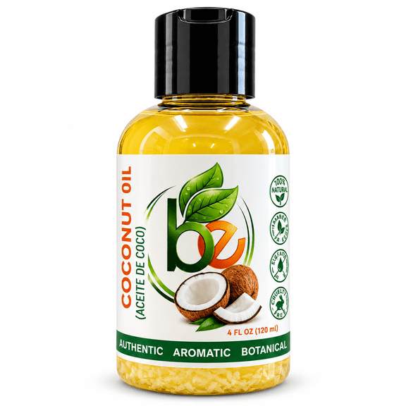 Coconut(Aceite de Cooco) Hair & Beard Oil, 4 fl oz - W/ Shredded Coconut & Sunflower Oil, Moisturizing Treatment for Dry Hair, Beard Softening, Frizz Control & Skin Care, B-EXPERTS