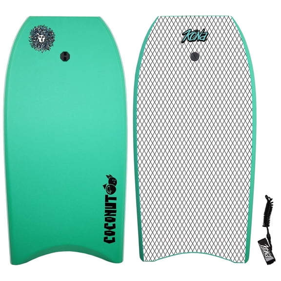 Coconut Body Board Lightweight Soft Foam Top Boogie Bodyboard Package Includes Premium Wrist Leash