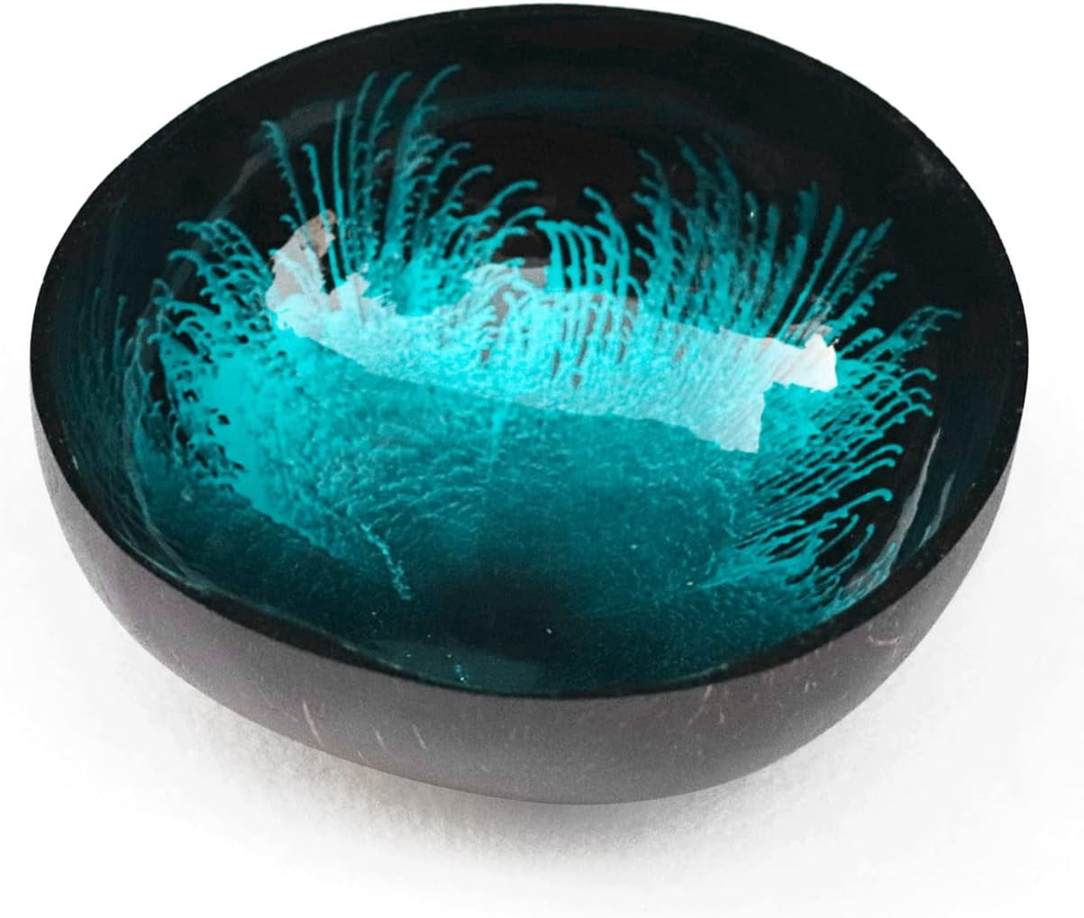 Coconut Shell Decorative Bowls - Natural Serving Bowls For Candy, Nuts, Snacks (Blue, 5.3x2.3 Inch)