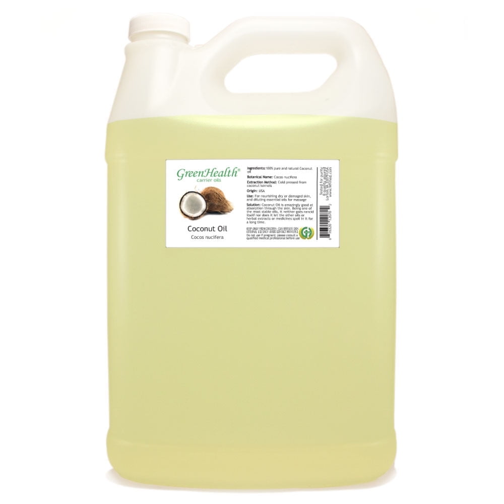 GreenHealth Coconut Carrier Oil 1 Gallon Clear Plastic Jug with Cap