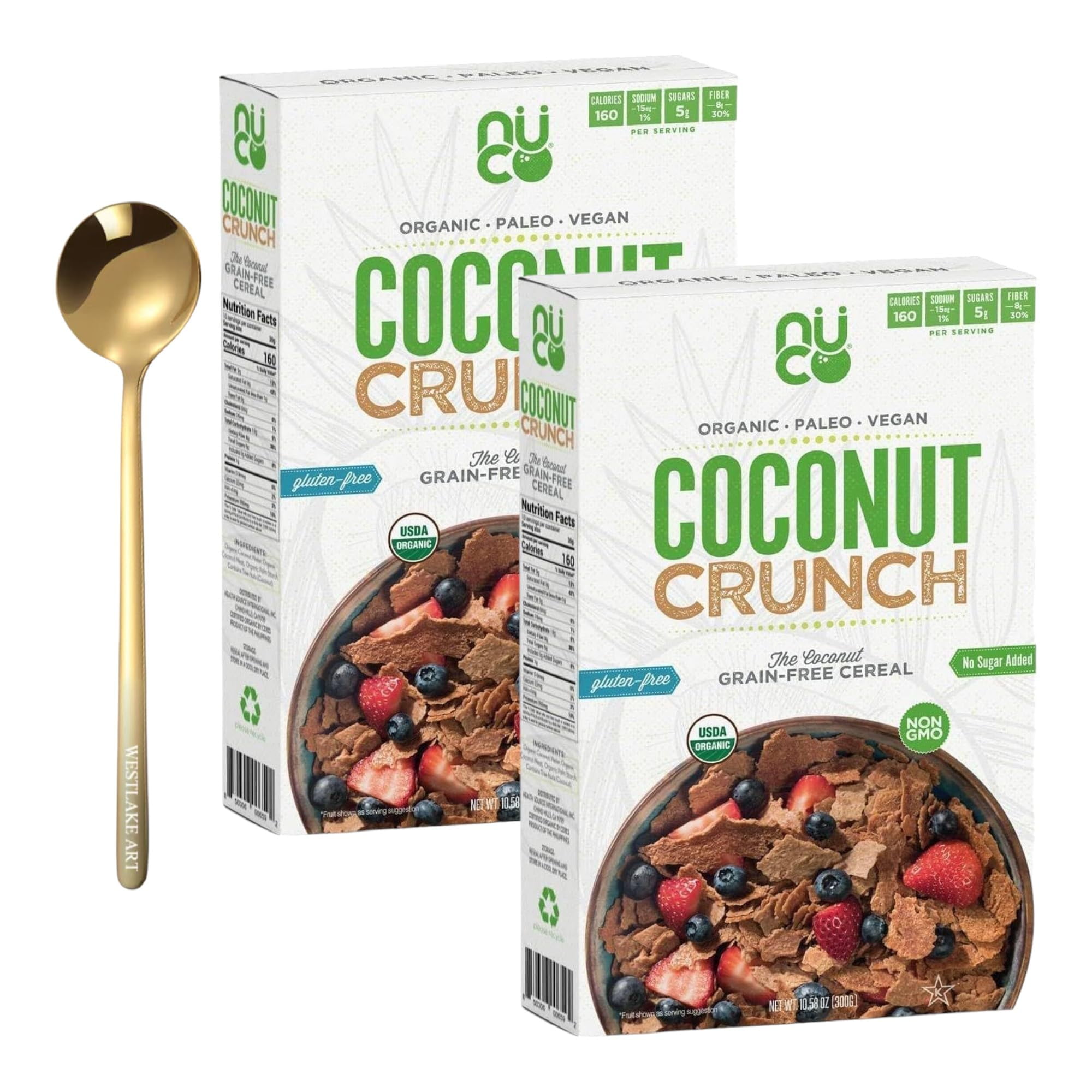 Coconut Cereal Crunch Bundled HYZ01 With Golden Ss Spoon 10.58 Oz