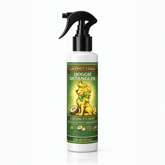 Coconut Coast Dog Detangler Spray for Dogs, De-Matting & Smoothing Spray, Anti-Matting Leave-In Conditioner, Light Coconut Scent, 6 oz
