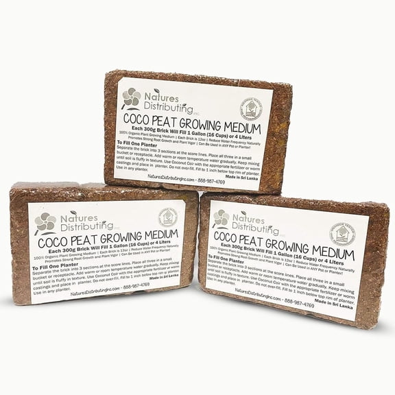 Coconut Coir Bricks for Plants – 6 Pack Coco Coir Brick Growing Medium, Natural Coconut Fiber Soil, Organic Coco Husk for Planting, Gardening & Seed Starting – Expands to 3 Gal Each