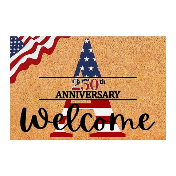 Coconut Coir Doormat 250th Anniversary 1776 To 2026 Patriotic Decoration For Front Porch Outdoor Entrance