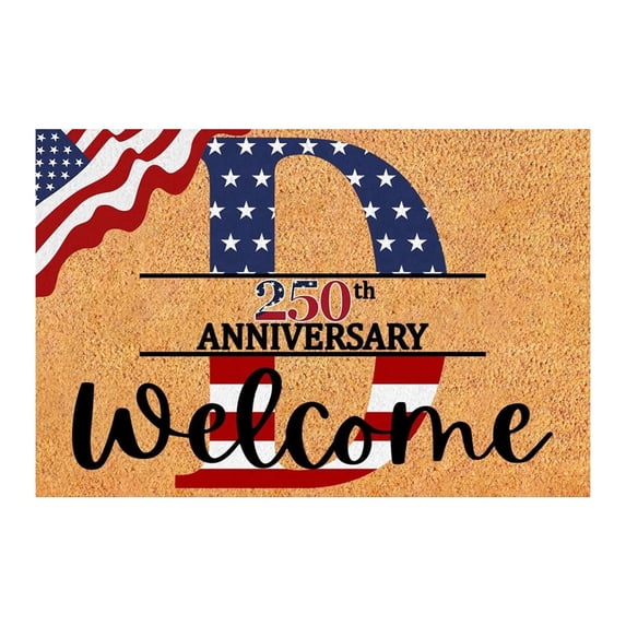 Coconut Coir Doormat 250th Anniversary 1776 To 2026 Patriotic Decoration For Front Porch Outdoor Entrance