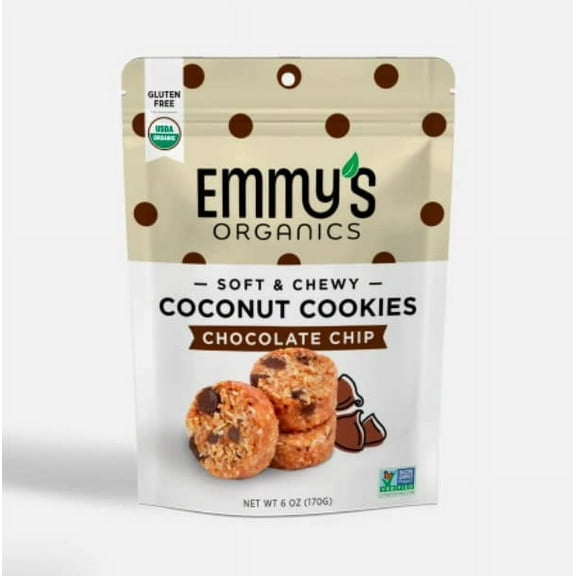 Coconut Cookies - Chocolate Chip, 6 oz (Pack of 8) | Gluten-Free Organic Cookies, Vegan, Paleo-Friendly