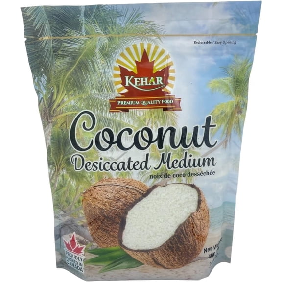 Coconut Dessicated Medium 400g - Kehar Foods | Fresh & Natural | Perfect for Baking, Cooking, and Snacking