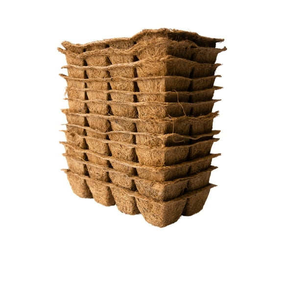 Coconut Fiber 8 Cell Seed Starting Tray - 12 Pack - Eco Friendly, Biodegradable Garden Seed Starting - Coco Coir Planters