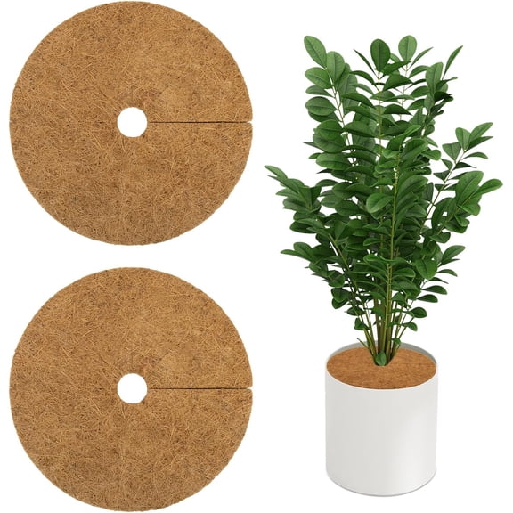 Coconut Fibers Plant Protector Mat - 2PCS Tree Mulch Ring 9 Inch Natural Coconut Fibers Plant Cover for Indoor Outdoor Plants Coco Coir Mat Tree Protection Ring for Landscaping