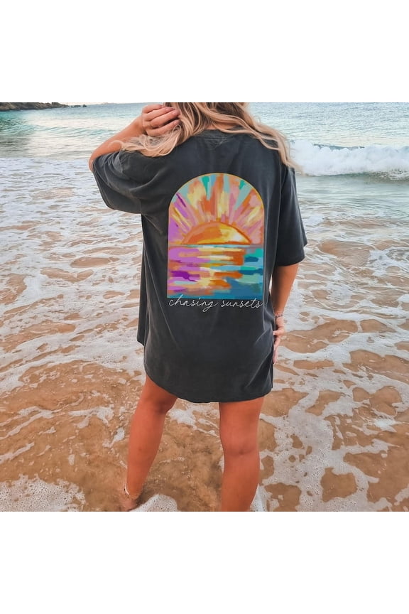 Coconut Girl Sunset Oversized t-shirt summer vacation beach shirt Salty Mermaidcore tee for surfer Summer vibes surf tee