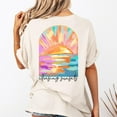 thumbnail image 1 of Coconut Girl Sunset Oversized t-shirt summer vacation beach shirt Salty Mermaidcore tee for surfer Summer vibes surf tee, 1 of 5