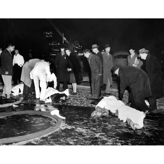 Coconut Grove Nightclub Fire. Four Bodies Covered With Sheets In The Street Waiting Transport To Boston'S Overwhelmed