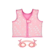 Coconut Grove by Sunnylife - Kids, Girls Swim Float Vest & Goggles Set Pearl the Mermaid, Pink-Age 2-3 Years