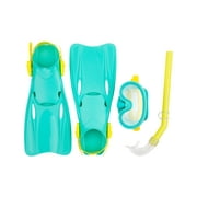 Coconut Grove by Sunnylife- Kids, Unisex Swim Snorkeling Set Octopus, Green- Goggles, Snorkel, Flippers & Carry Bag Included