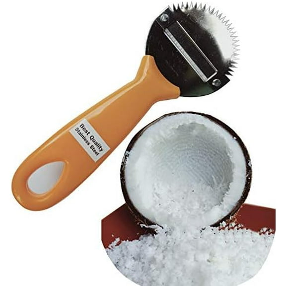 Coconut Hand Grater Blade Slicer Shredded Scraper Coconut Meat Removal Knife Fish Skin Scale Scraper Remover Tool Vintage Yellow