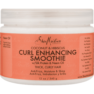 SheaMoisture Smoothie Enhancing Hair Curl Cream Coconut & Hibiscus Sulfate Free & Paraben Free, 12 oz