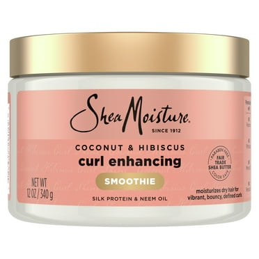 SheaMoisture Smoothie Enhancing Hair Curl Cream Coconut & Hibiscus Sulfate Free & Paraben Free, 12 oz