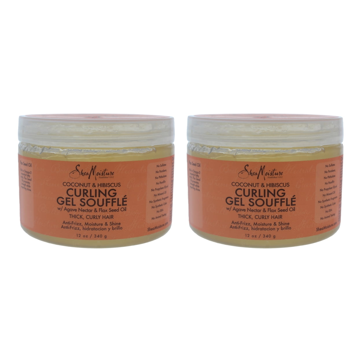 Coconut & Hibiscus Curling Gel Souffle by Shea Moisture for Unisex 12 oz Gel Pack of 2
