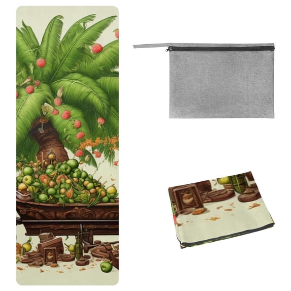 Coconut Jujube Tree Gym Towel with Storage Bag - 72.8"x26.8" - Suitable for Yoga, Pilates, Fitness, etc.