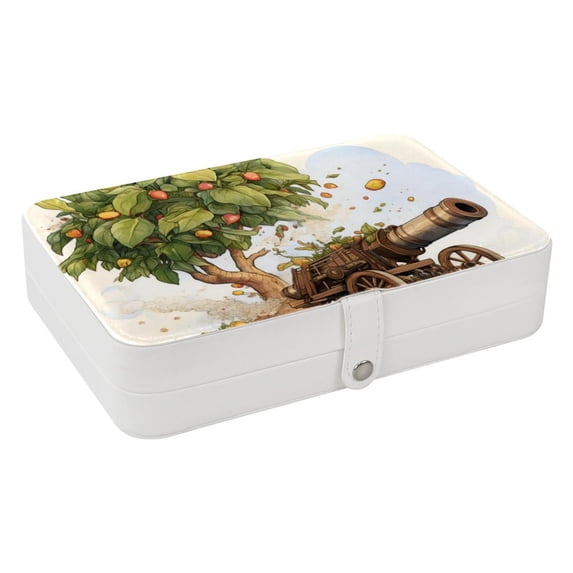 Coconut Jujube Tree PU Leather Jewelry Stand Bracelet Holder Organizer Box with Removable Compartment, Portable