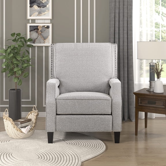 Coconut Lexicon Pushback Recliner Chair, Plaid Textured Fabric Armchair