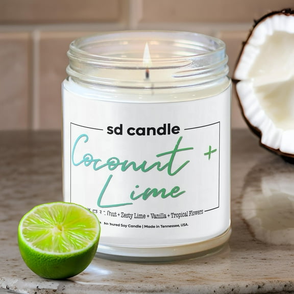 Coconut Lime Scented Candle - 9oz All Natural Soy Wax Candle